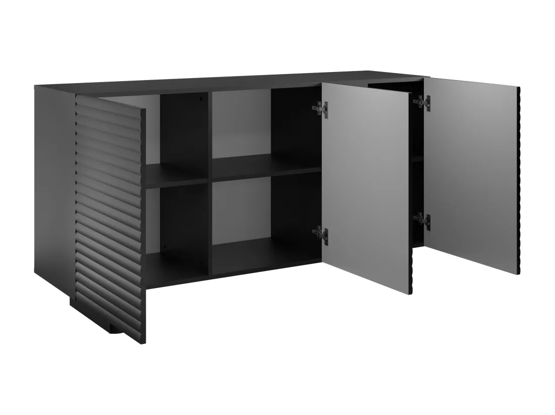 Buffet avec 3 portes en MDF - Noir - LUDIMA