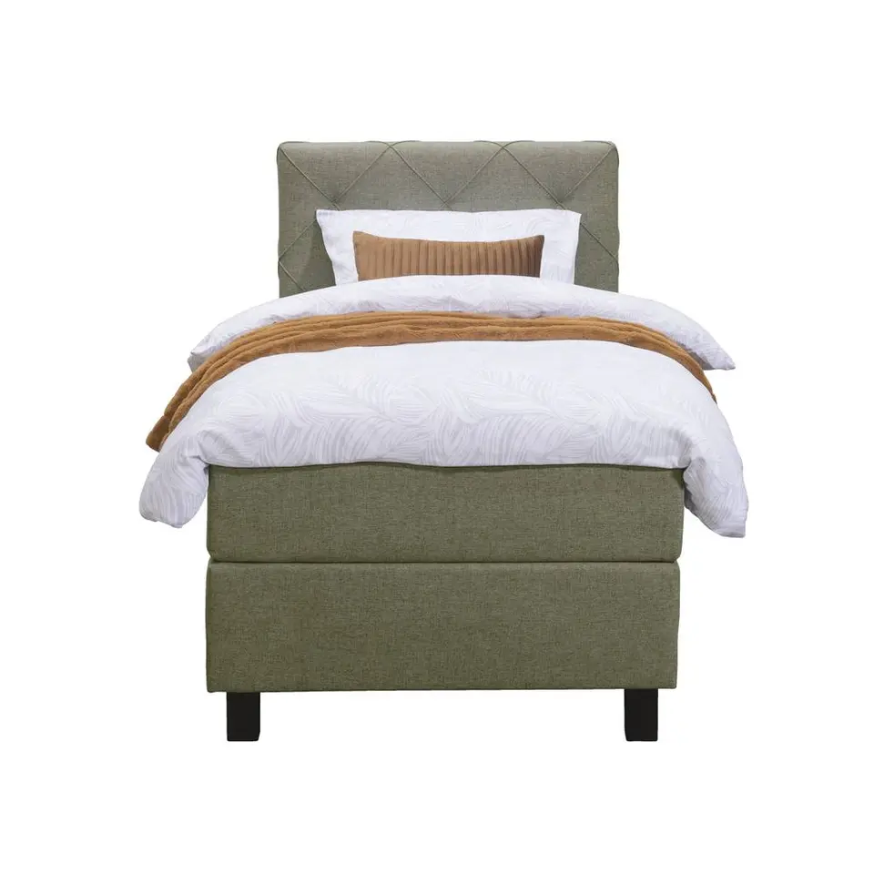 Boxspring Liv geruit - groen - 90x200 cm - vierkante poot