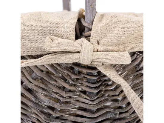Panier en osier doublé gris 25x20x20h
