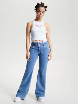Regata cropped slim fit com logo