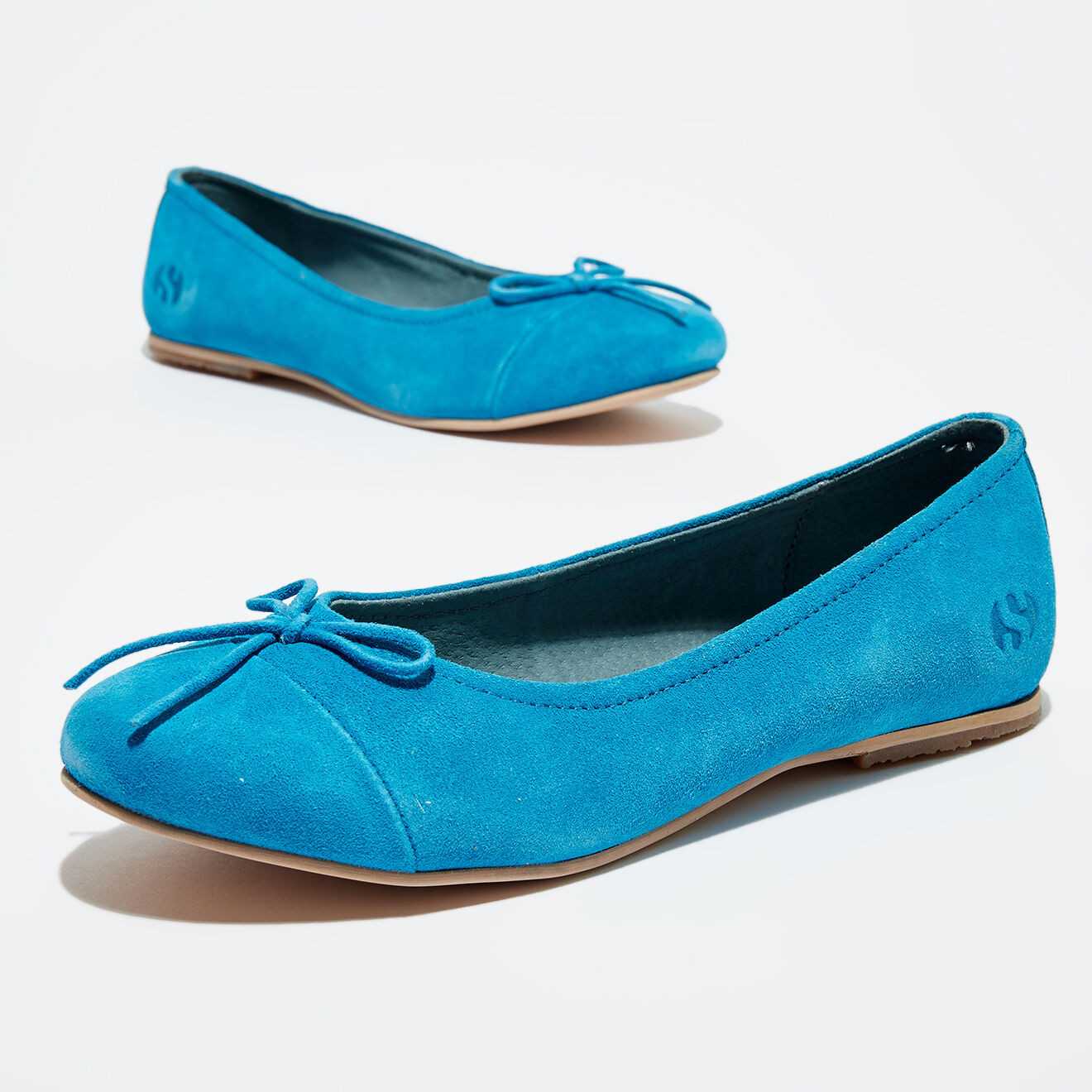 Superga Ballerines en velours de Cuir bleu caraïbes