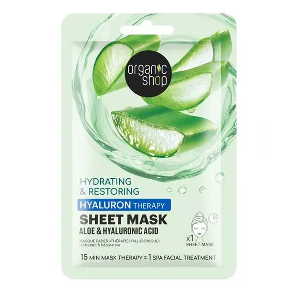 Máscara Facial Hidratante e Reparadora Organic Shop - Aloe Vera e Ácido Hialurônico