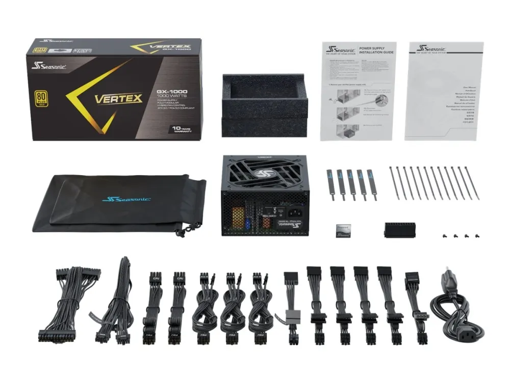 Seasonic VERTEX GX 1000 - Strømforsyning (intern) - ATX12V / EPS12V - 80 PLUS Gold - AC 100-240 V - 1000 Watt