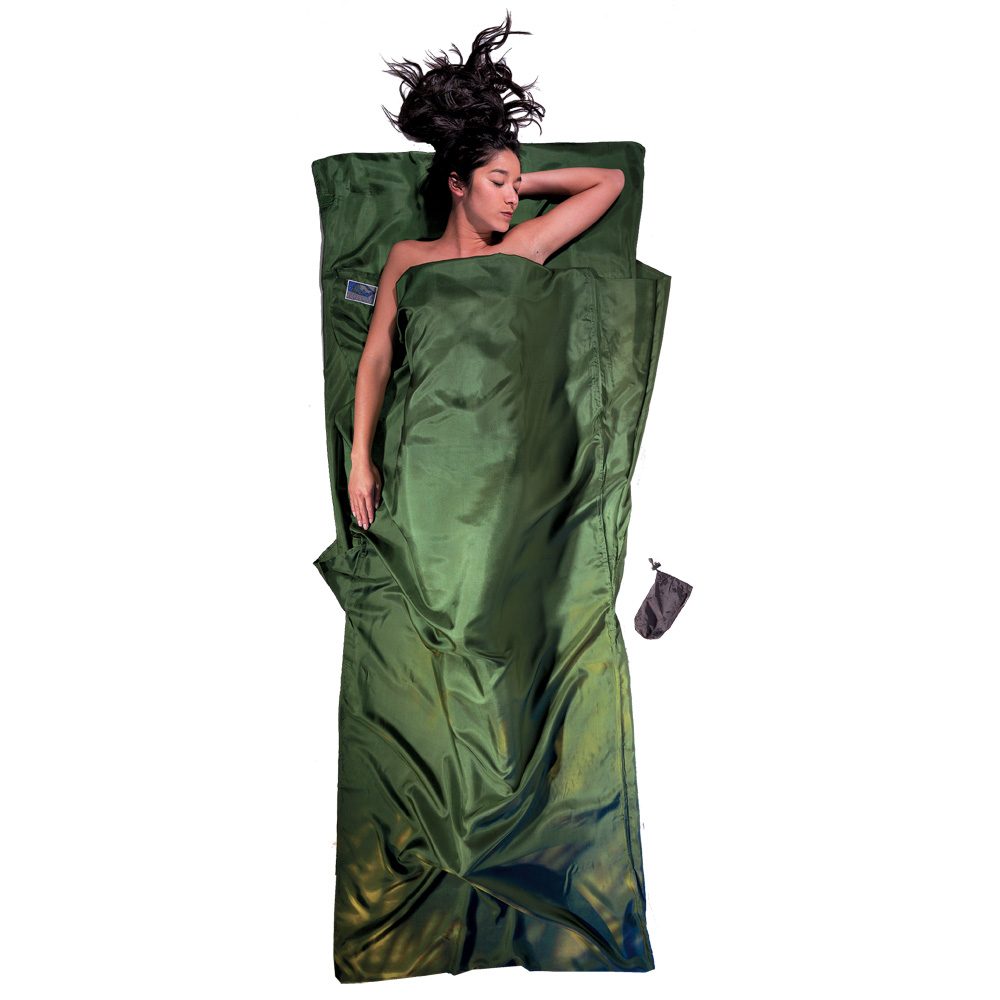 Cocoon Travel Sheet Seide dark olive green