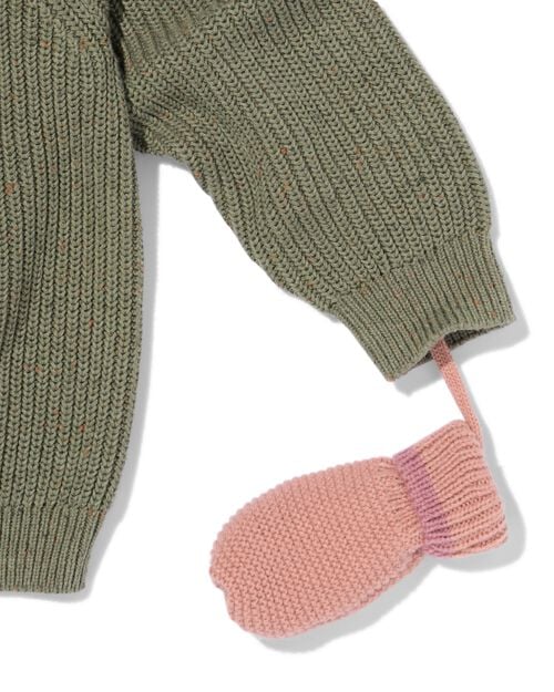 moufles en maille bébé avec cordon rose