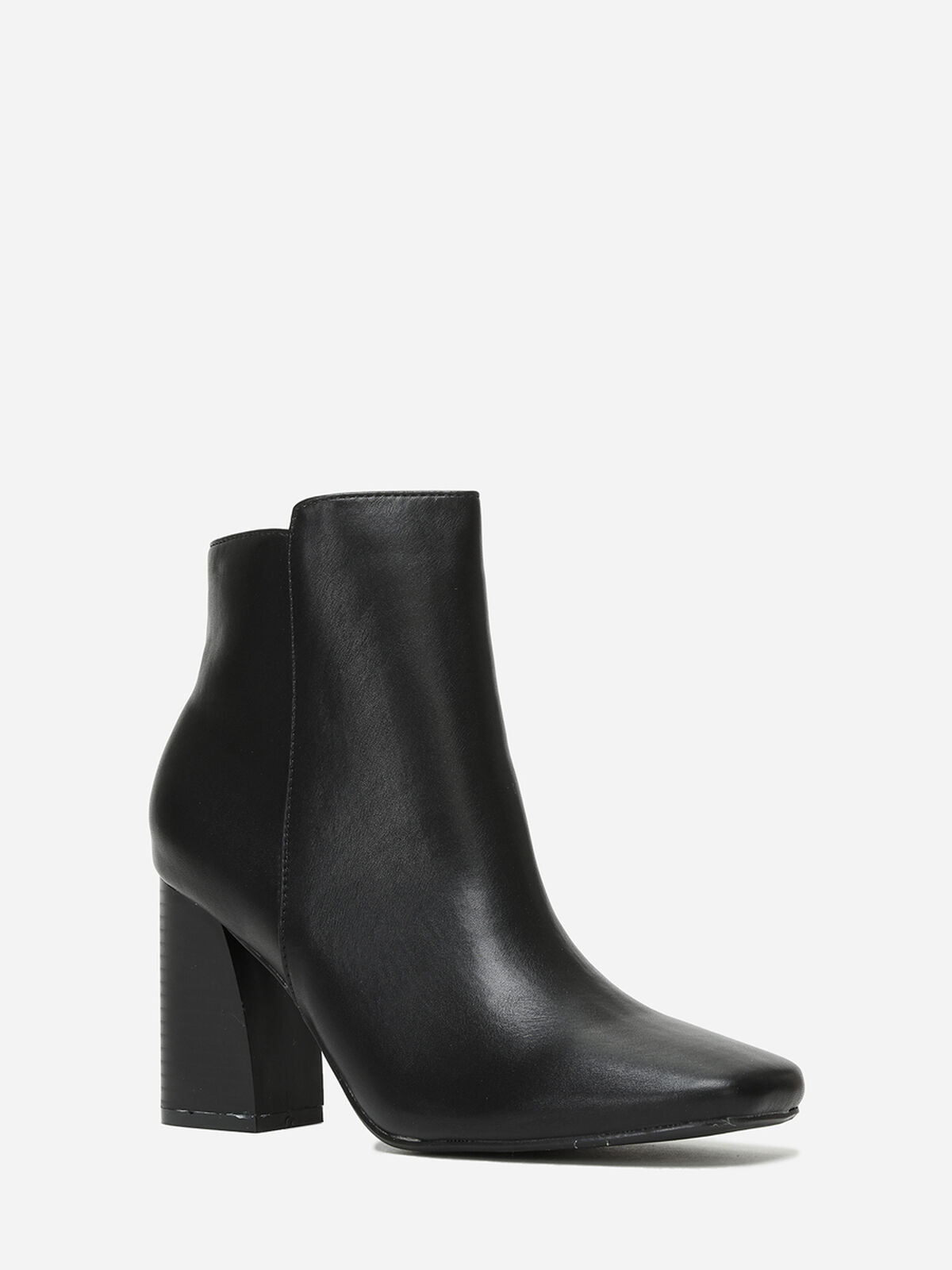 Bottines à bout et talon carrés- Noir