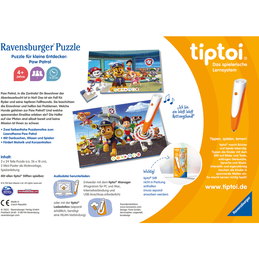 Ravensburger tiptoi® Puzzle für kleine Entdecker: Paw Patrol