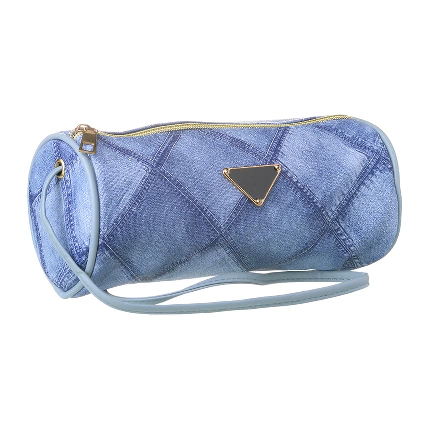Gege Bear - Mini cilindrische tas met denimpatroon