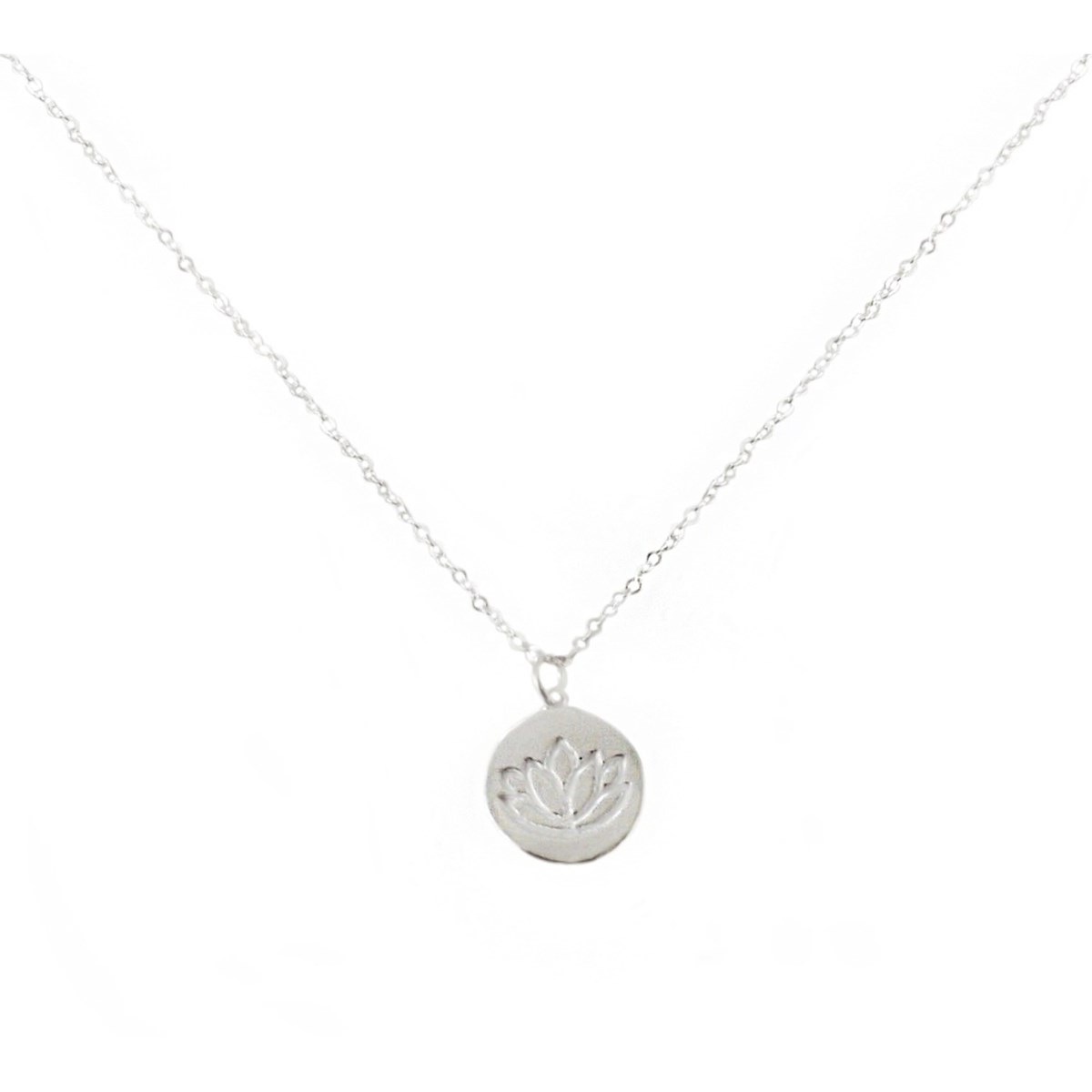 Collier délicat médaille fleur de lotus argent 925