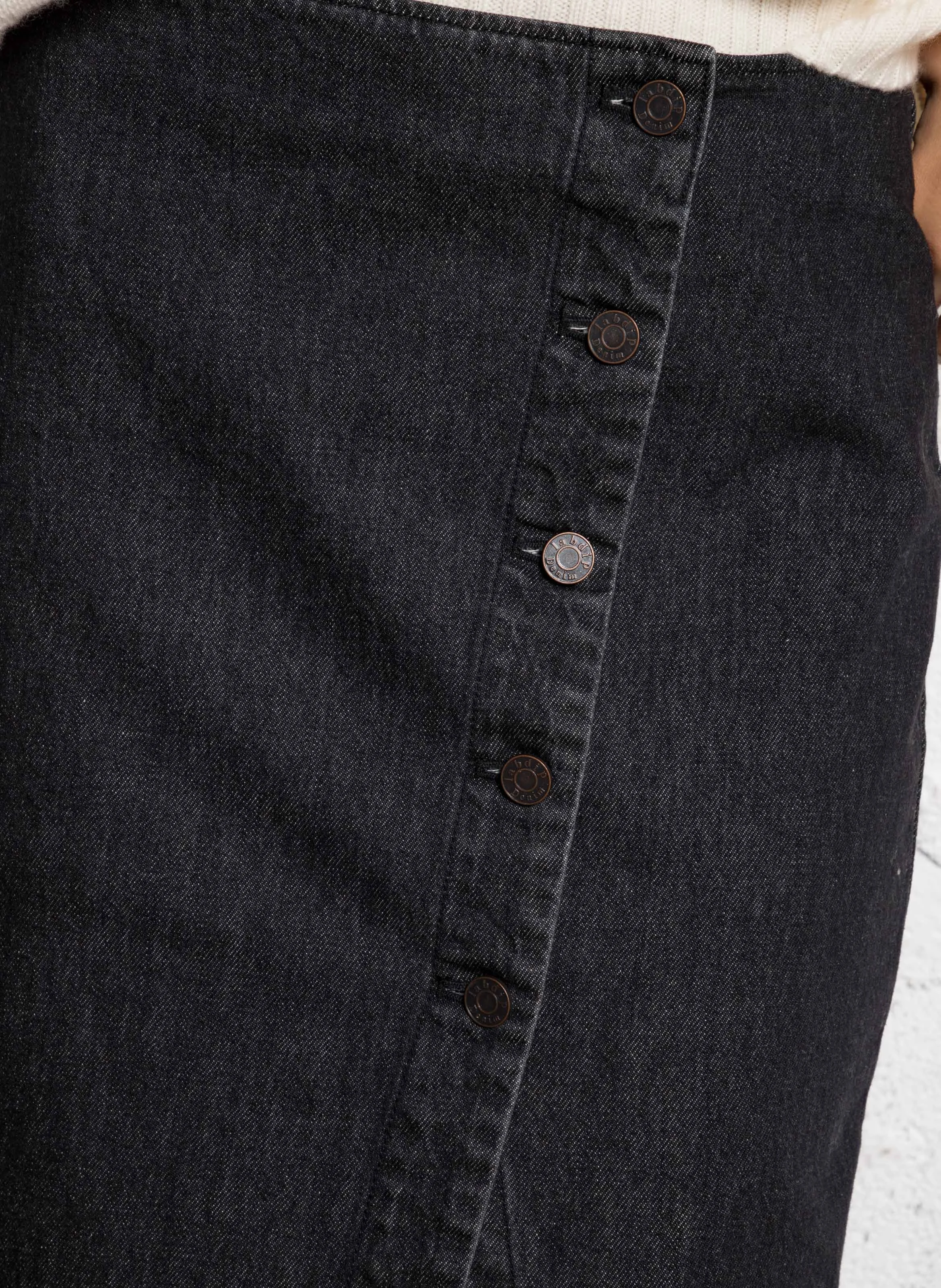 JILIAN - Jupe midi en denim de coton | Bleu