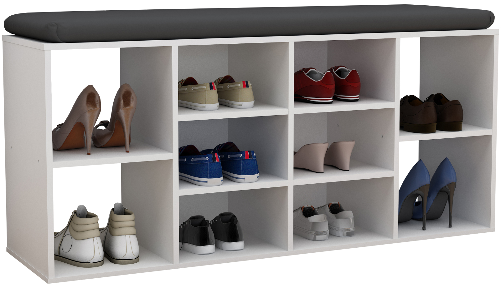 Schuhbank HINSOL S- weiß - 10 Fächer