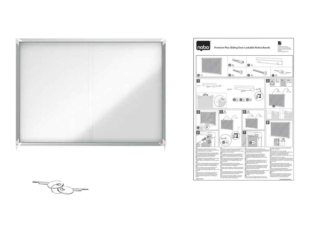 Nobo Premium Plus magnetisk låsbart opslagsskab med skydelåge 12xA4 Hvid