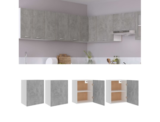 VIDAXL - Meuble haut Armoires de cuisine 2 pcs gris béton 50x31x60 cm aggloméré