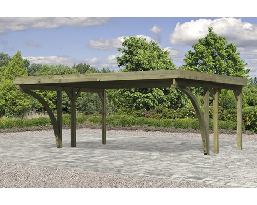 Dubbele carport Karibu Pluwig 1 variant C 598x480 cm drukgeïmpregneerd