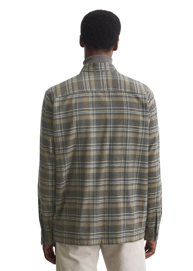 Marc O’Polo Overshirt with bowling collar, long Multi/ broken graphite