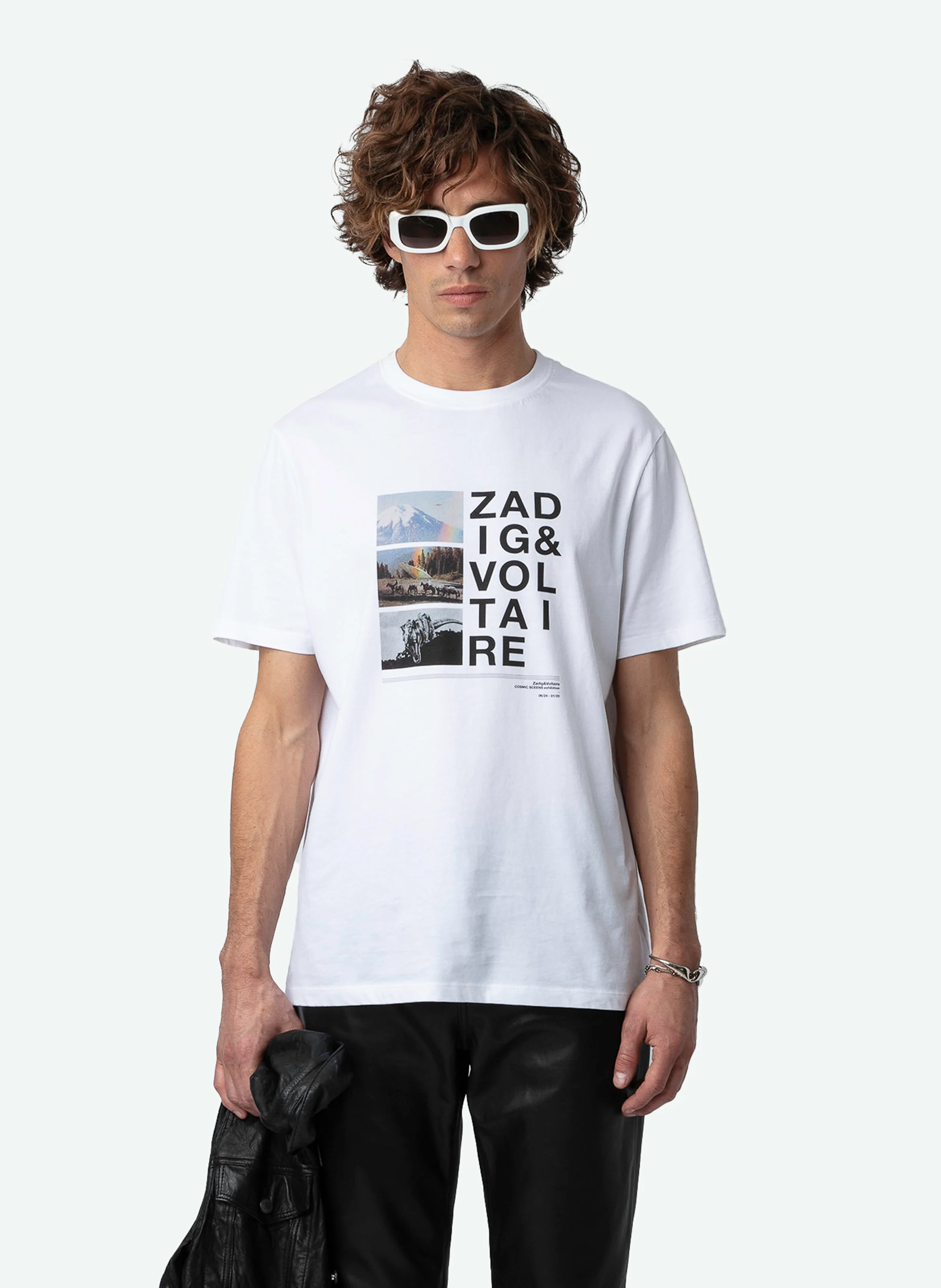 TED - Tee-shirt droit col rond en coton bio sérigraphié | Blanc