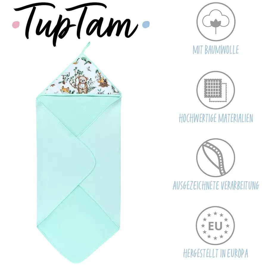 TupTam Baby Kapuzenbadetuch Kinder Poncho braungrün