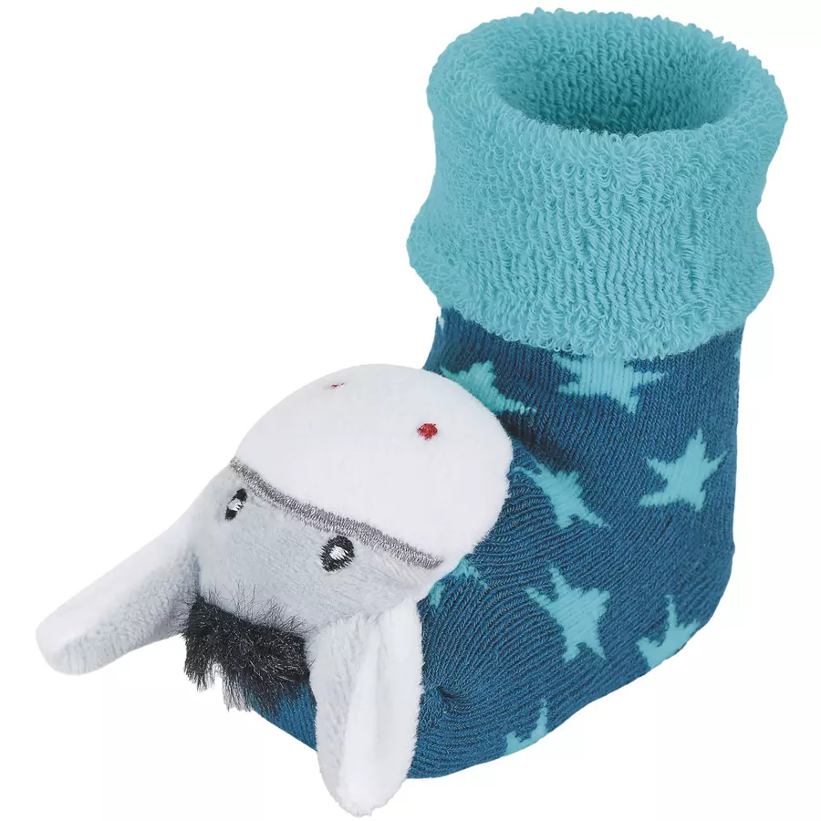 Sterntaler Baby-Rasselsöckchen Esel mittelblau