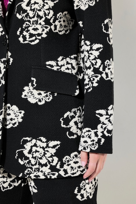 Jersey-Blazer, schmale Form, Jacquard Blumenmuster, Langarm