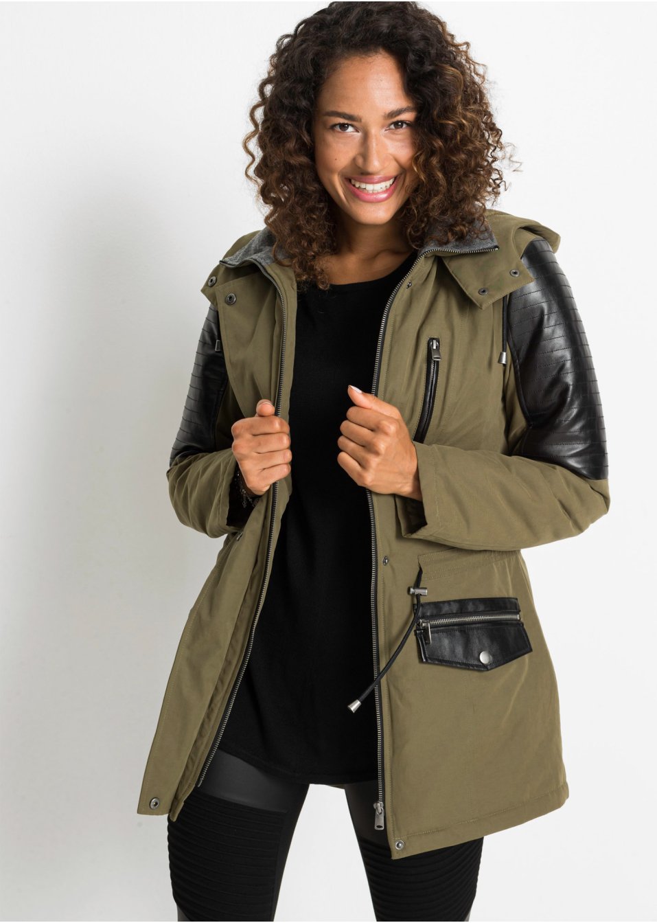 Parka à empiècements contrastants