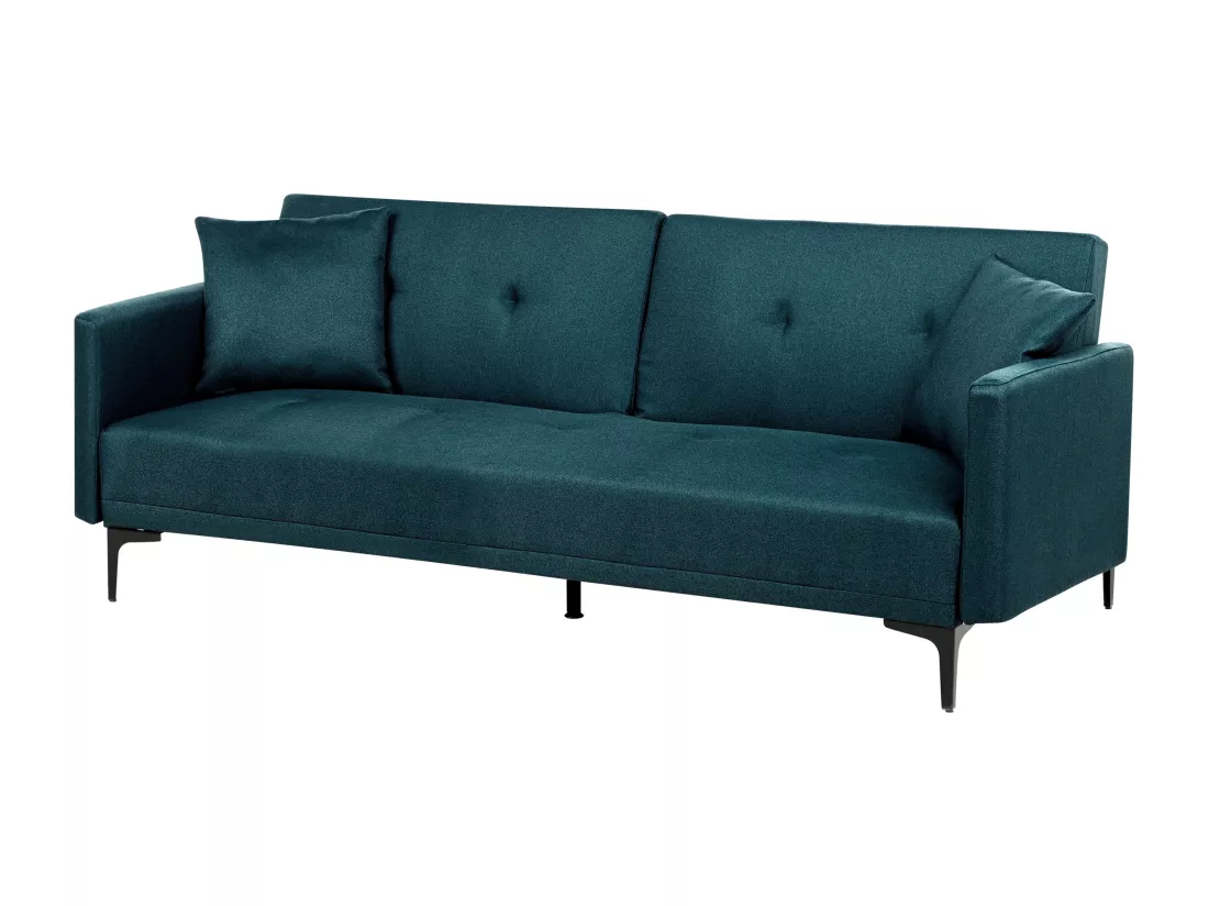 Canapé convertible 3 places en tissu bleu azur LUCAN