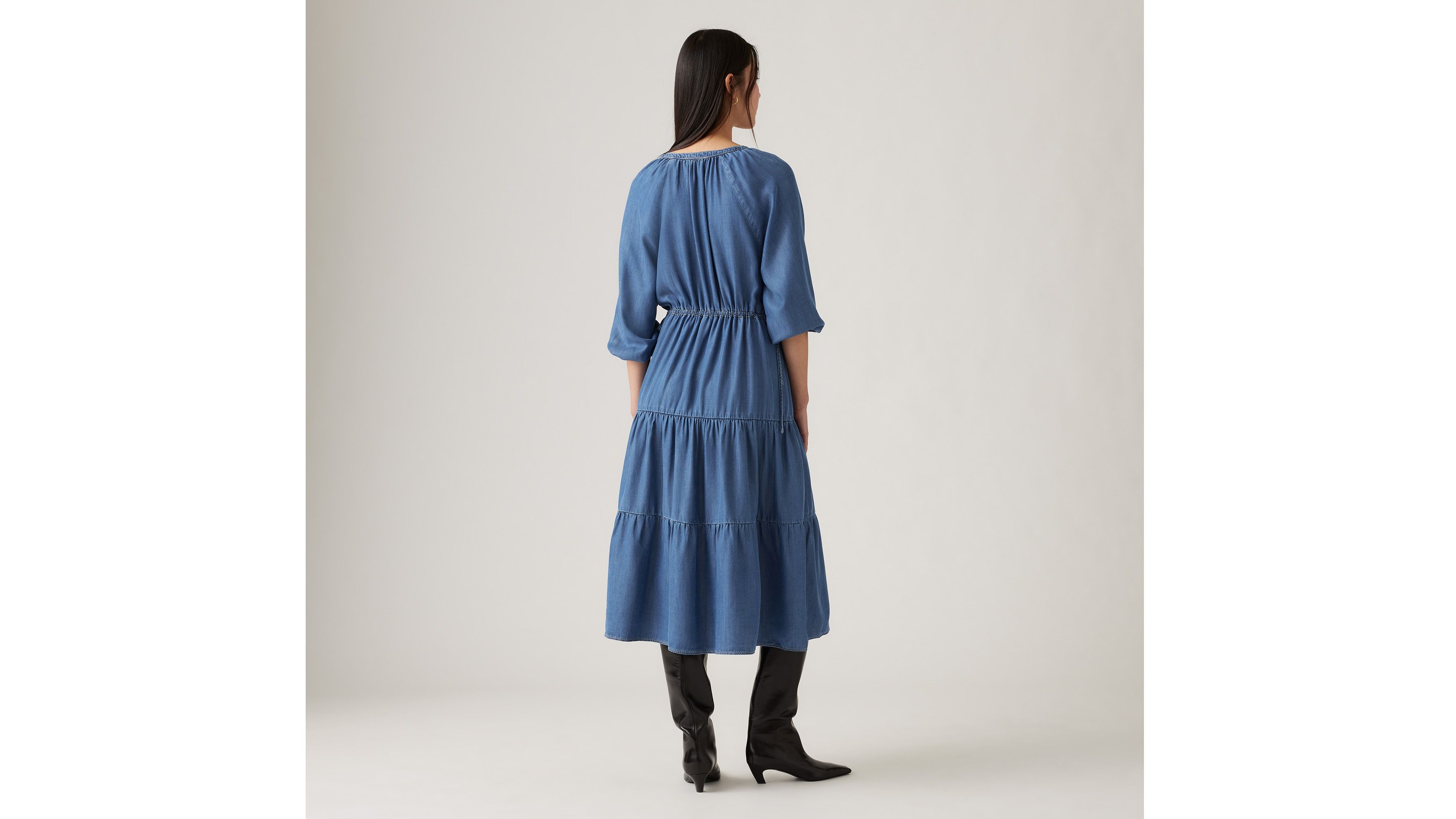 Robe mi-longue Cecile Lightweight - Paper Map 3 - Bleu