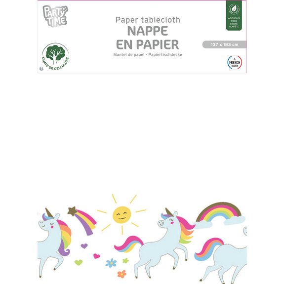 Nappe en papier Licorne 137 x 183 cm
