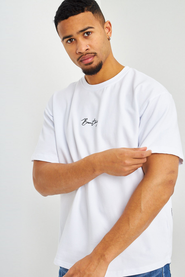 T-shirt blanc à inscriptions noires Brentiny