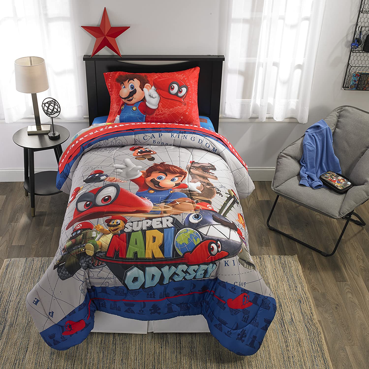 Twin Super Mario 3-Piece Bed Sheet Set.1 Flat Sheet 1 Fitted Sheet 1 Pillow Cases