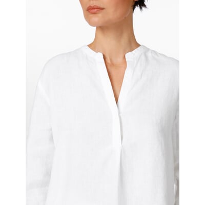 Damen-Hemdbluse Leinen, Weiß