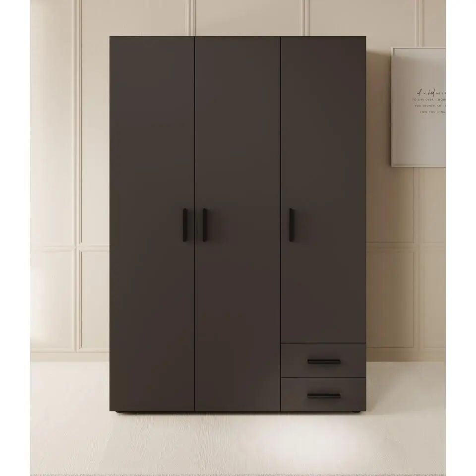 Meubella - Kledingkast Bellini - Antraciet - 120 cm
