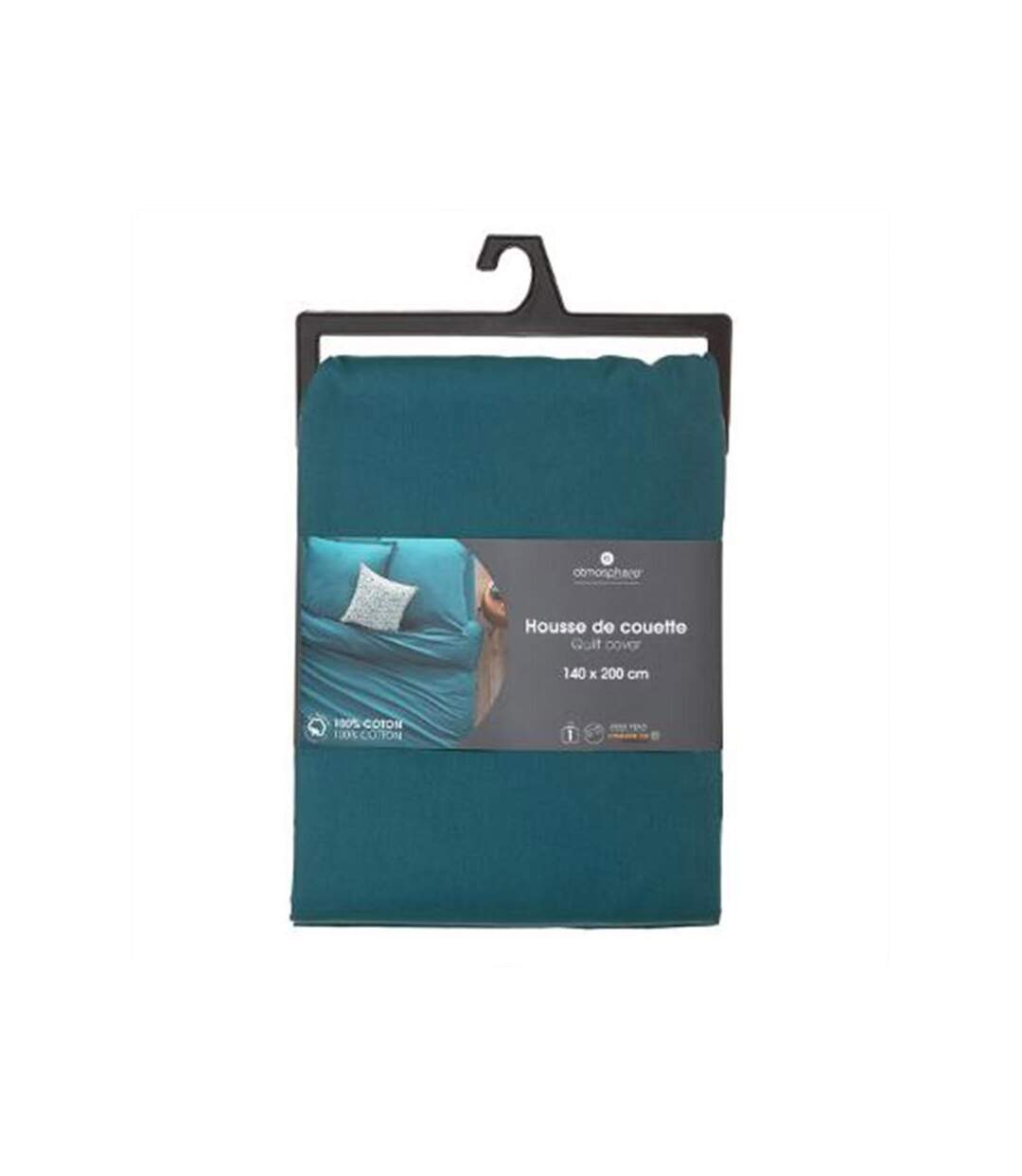Housse de Couette Intérieur 140x200cm Bleu Canard