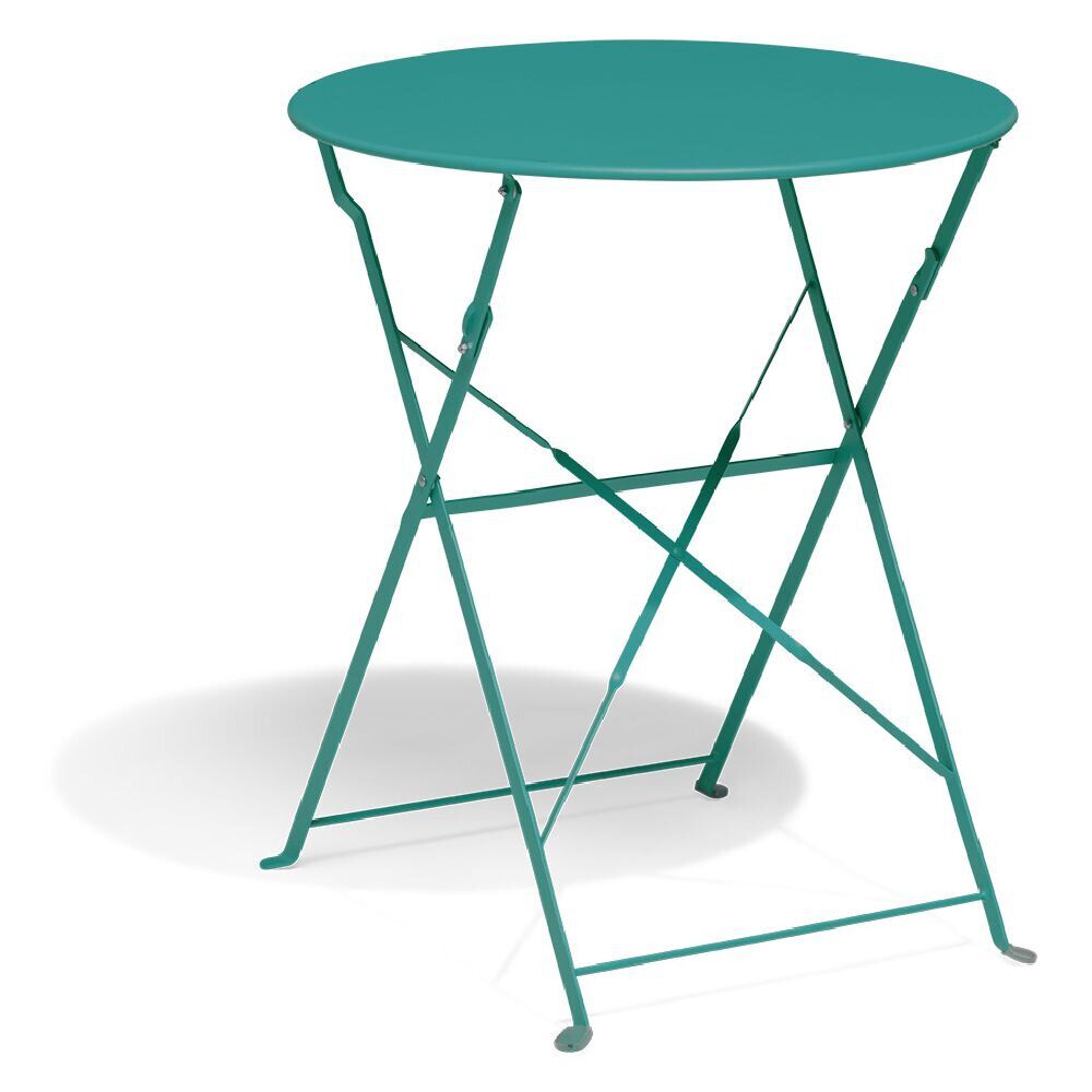 Table de jardin ronde Rio pliante métal bleu Ø60cmxH70cm