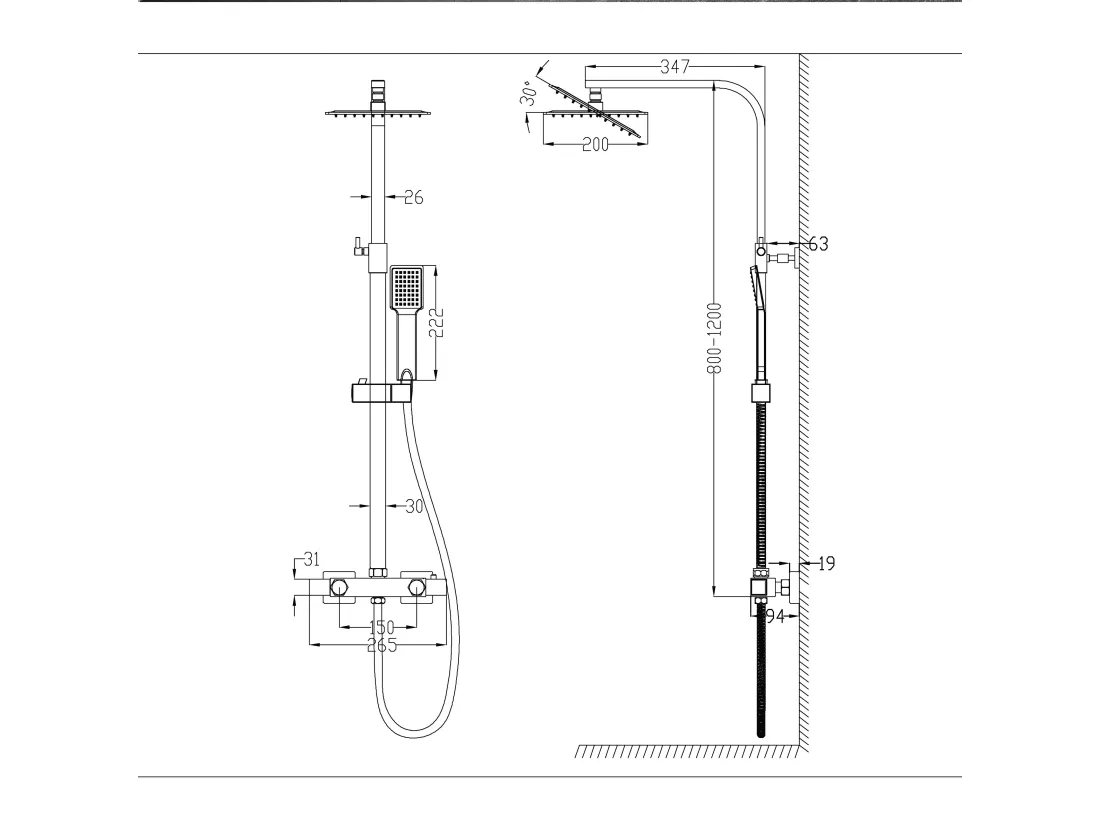 AICA Colonne de douche thermostatique, avec mitigeur thermostatique