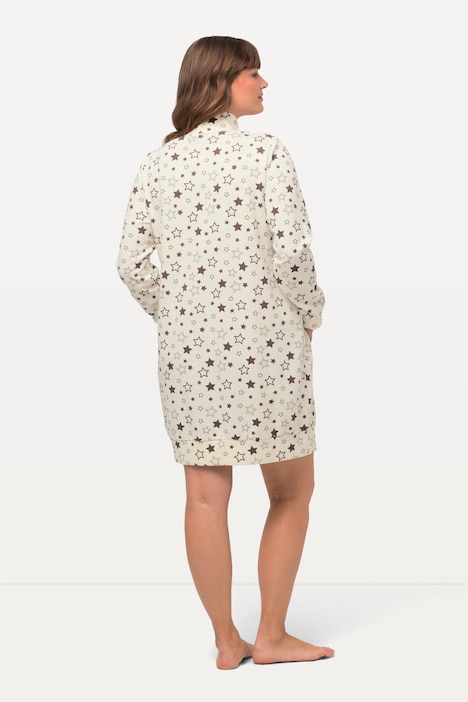Loungwear-Kleid, kuschelweich, Sterne, Stehkragen, Langarm