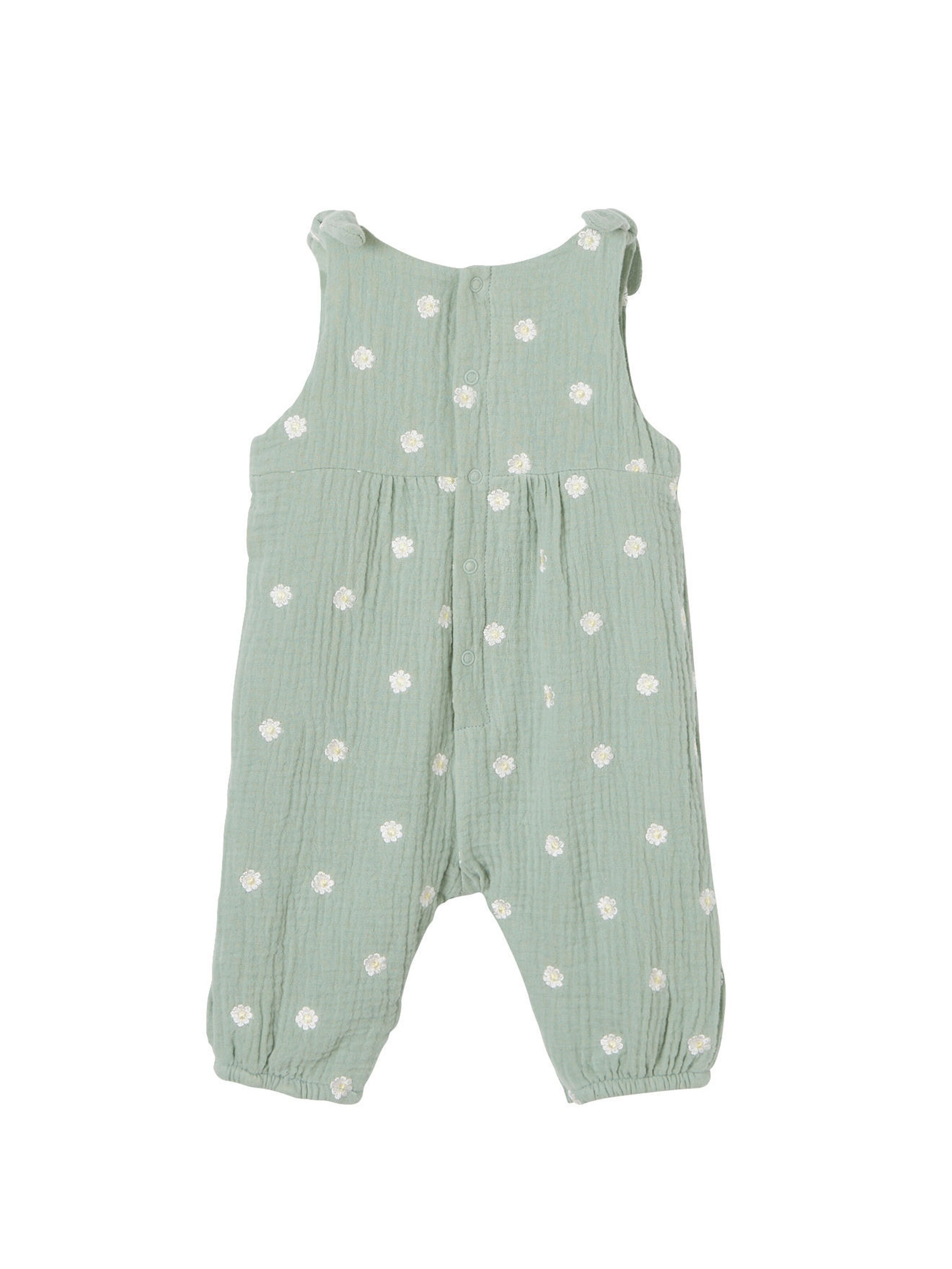 Vertbaudet Mädchen Baby Overall, bestickte Motive graugrün bedruckt