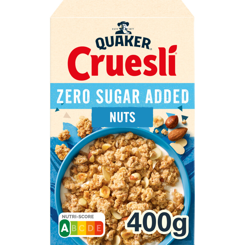Quaker Cruesli zero sugar added nuts