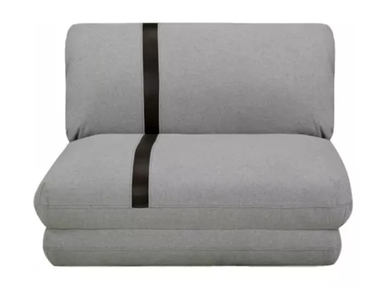 BASILUS - Chauffeuse Convertible Multipositions Tissu Gris Chiné avec bande Noire