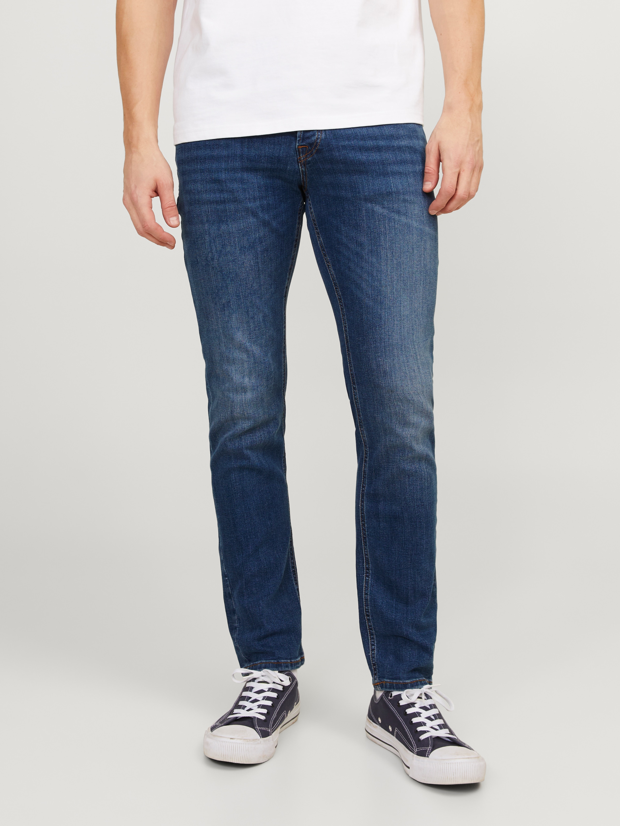 Jack & Jones Slim-fit-Jeans »JJITIM mit Waschung und praktischen Taschen«, Abriebeffekte, modisch, slim fit, Denim
