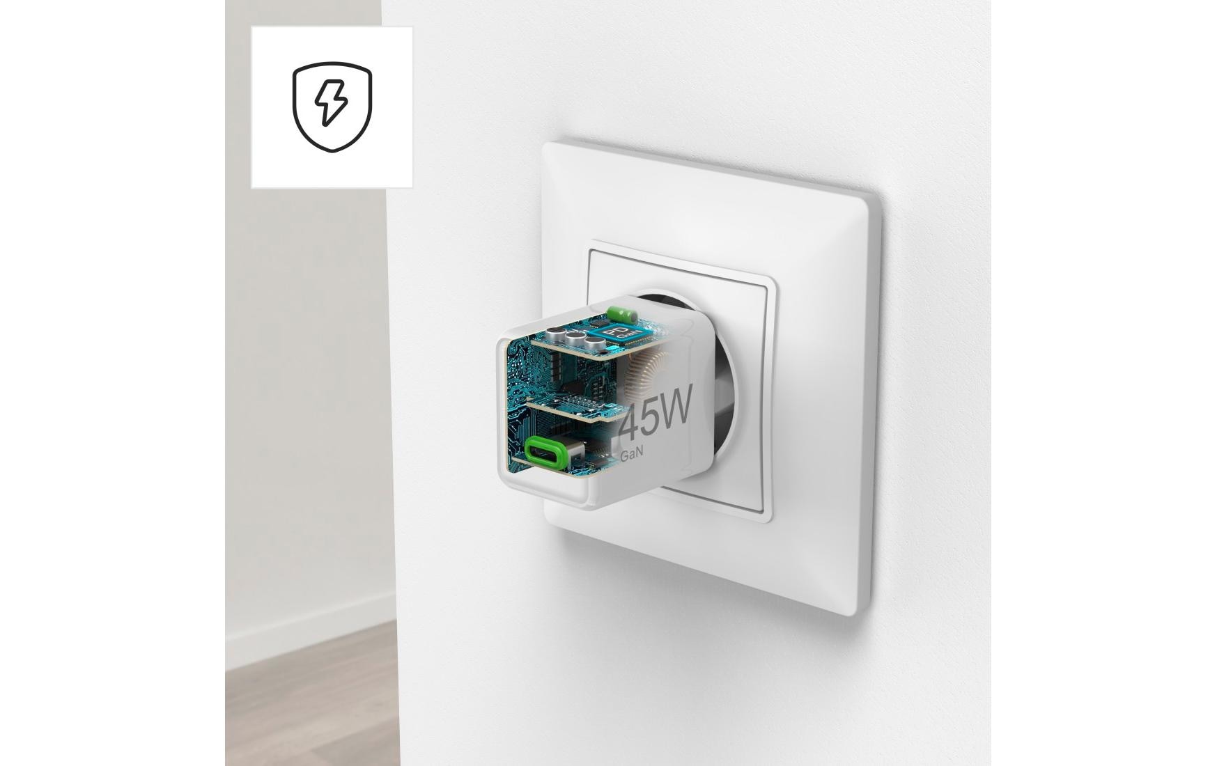 USB-Wandladegerät Gan charger USB-C 45 W WeissSuper-Mini-GaN-Ladegerät USB-C