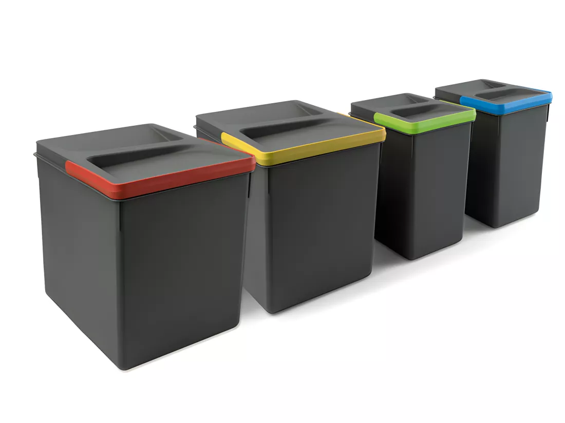 Bacs de tri pour tiroir de cuisine Recycle 2 bacs de 15 litres et 2 bacs de 7 litres