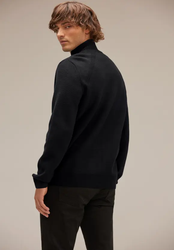 Strickjacke mit Zipper - Black
