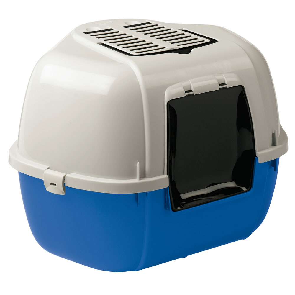 Ferplast bac litiere pour chat, maison de toilette pour chat, bac à litière d'angle, 2 filtres à charbon actif anti-odeur inclus,