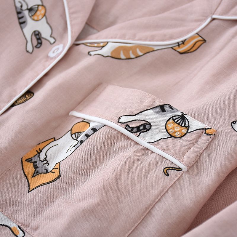 MelMount - Bijpassende pyjamaset voor koppels: shirt met kattenprint + broek