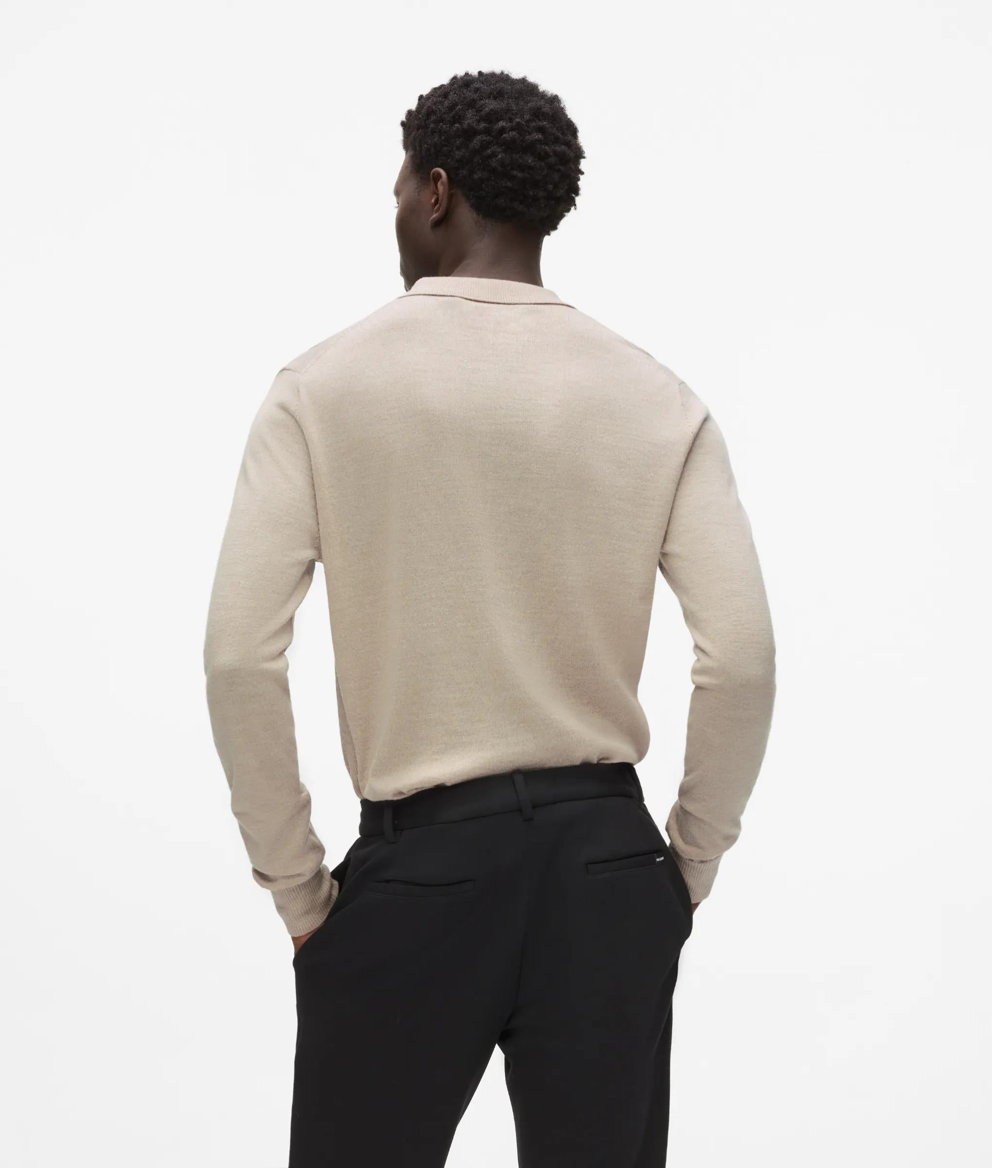 Merinoswol polo met lange mouwen