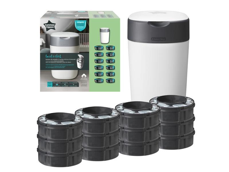 Sangenic Windeleimer Twist & Click Bundle inkl. 12 Nachfüll Windeleimer Twist & Click, Weiss inkl. 12 Nachfüllkassetten
