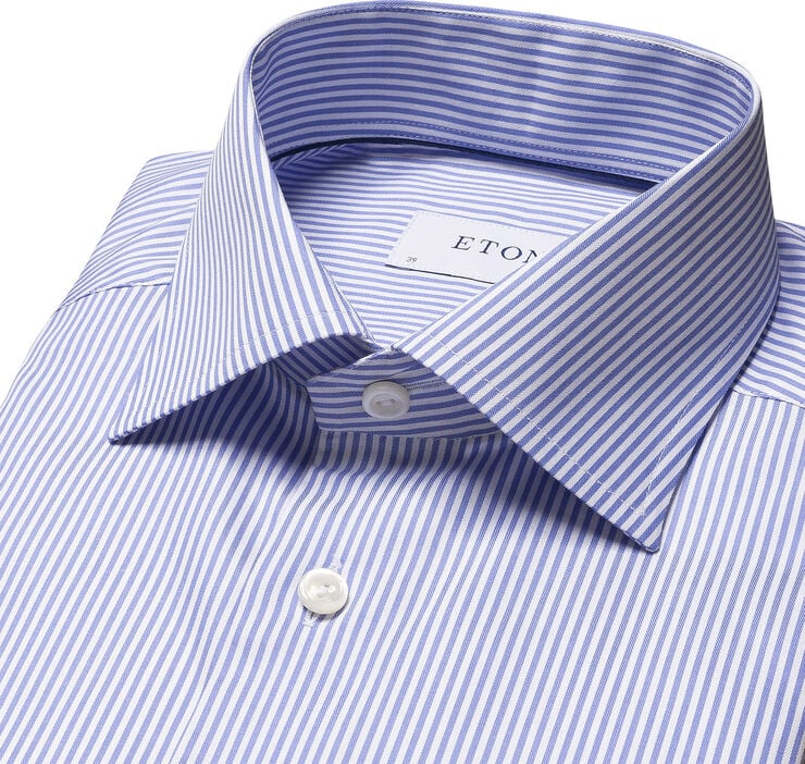 ETON Slim Fit Mid Blue Twill Shirt Blå