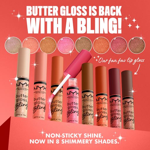 NYX Professional Makeup Butter Gloss Bling Lipgloss, 08 Hustla