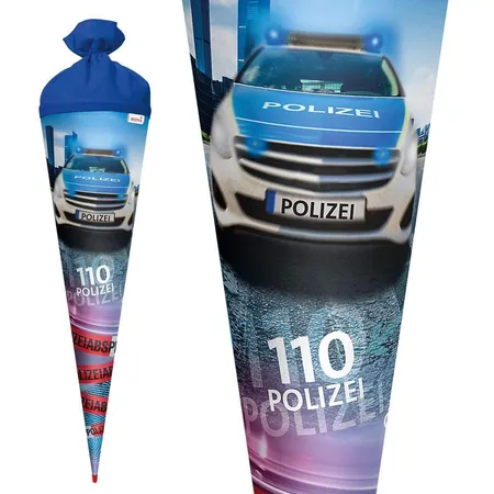 Roth Motiv-Schultüte, Polizei 110, 70cm, rund, Rot(h)-Spitze, Filzverschluss