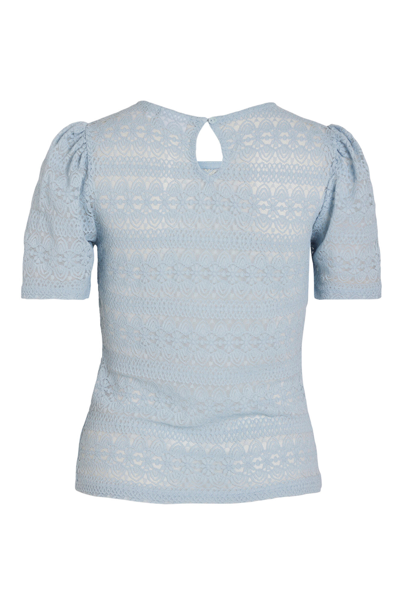Blusa de renda de manga curta - Azul